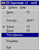 ZX32 menu