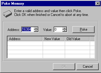 ZX32 POKE menu