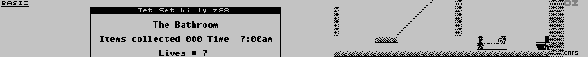 (Screenshot of
Jet Set Willy Z88)